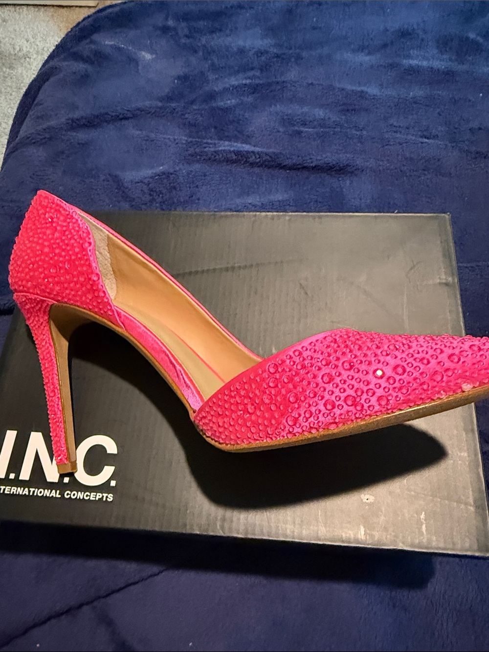 INC International Concepts Bright Pink Crystal-Studded Pointed-Toe Pumps - Picture 8 of 9